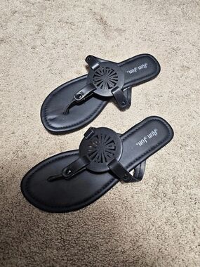 Ron Jon Surf Shop Black Flat Thong Sandals-10 Womens